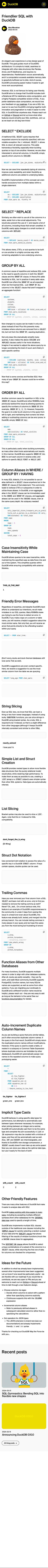 Friendlier SQL with DuckDB