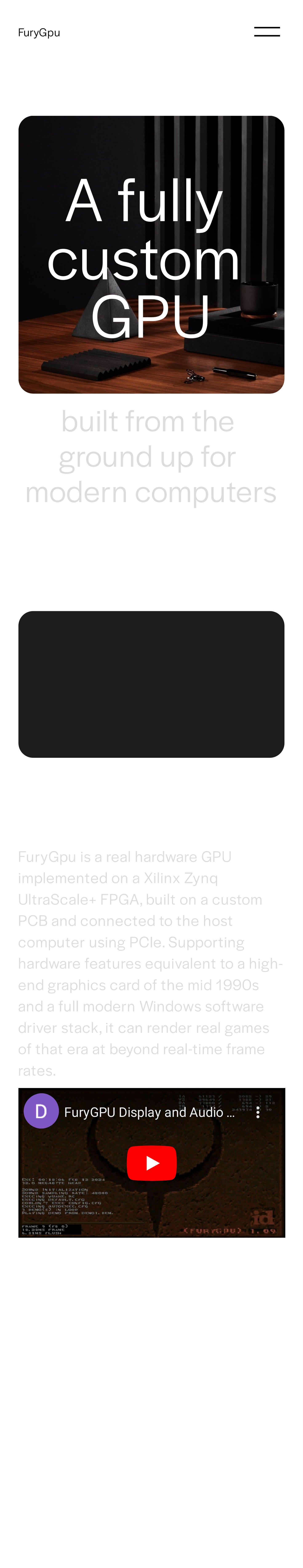 FuryGpu – Custom PCIe FPGA GPU
