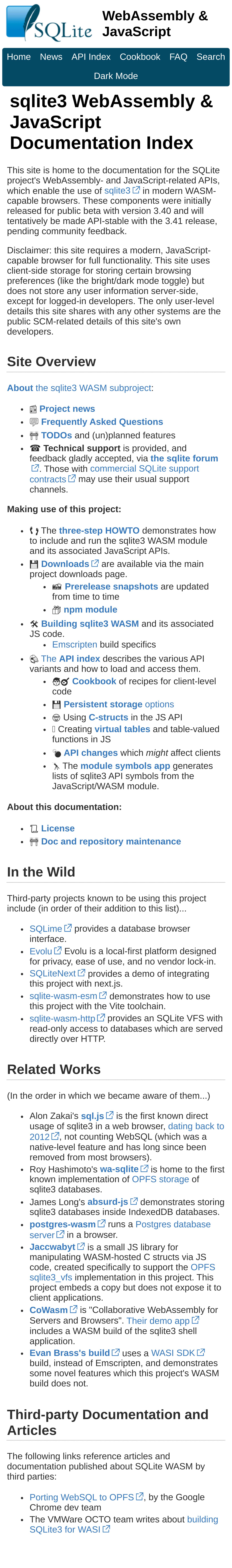 Sqlite3 WebAssembly