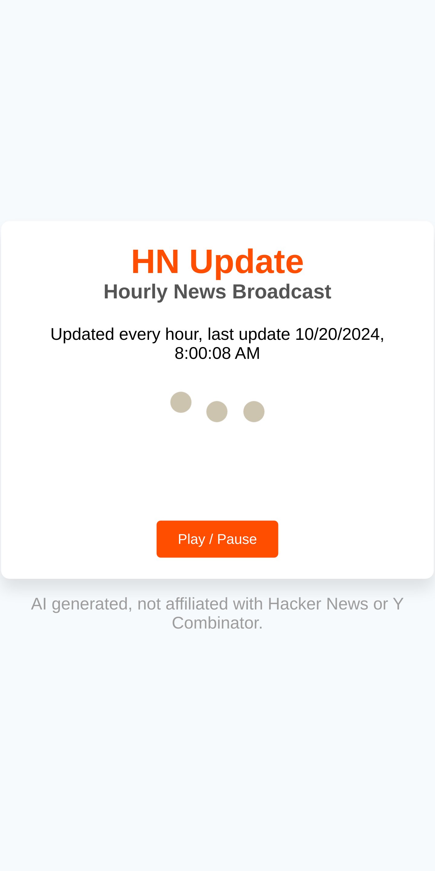 Show HN: HN Update – Hourly news broadcast of top HN stories